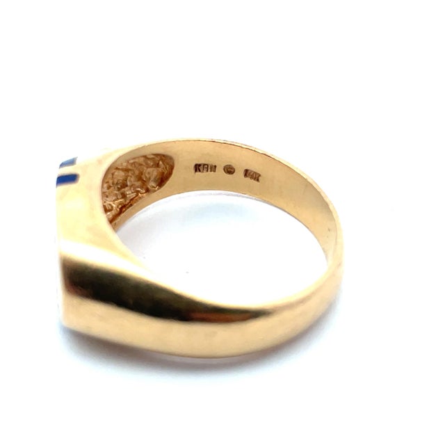 Mid 20th Century Vintage 14k Yellow Gold Lapis Lazuli Signet Ring, Size 9.5 For Sale - Image 5 of 5