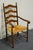 ETHAN ALLEN Heirloom Nutmeg Maple Colonial Early American Ladderback Rush Seat Dining Arm Chair 44.5" High 23.75" Wide...