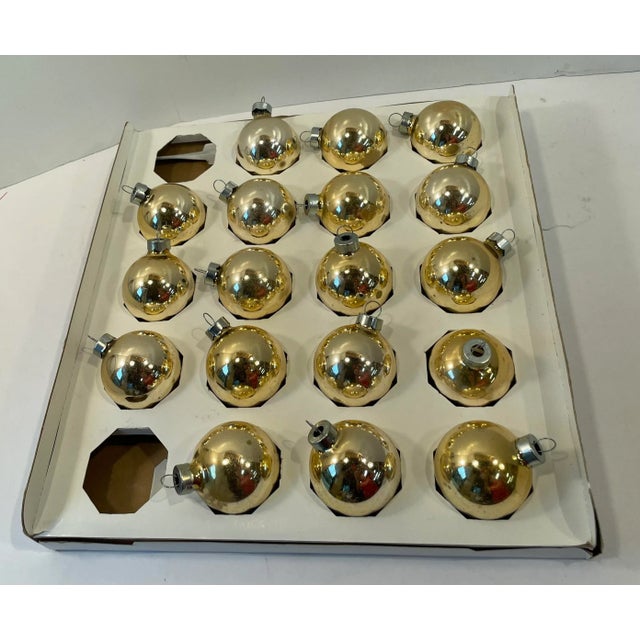 Vintage Gold Glass Holiday Balls - Set of 18 For Sale In Dallas - Image 6 of 7