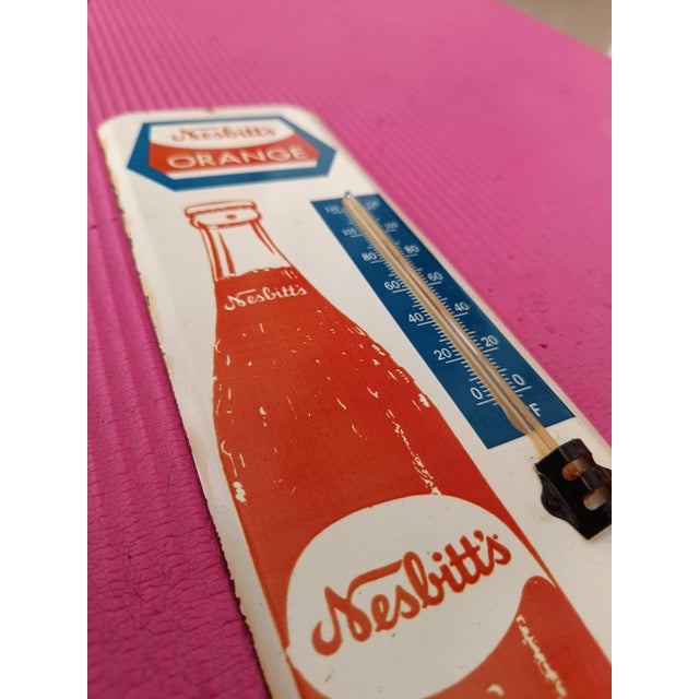 Premium Vintage Style Nesbitt's Orange Soda Bottle Advertising Thermometer Sign For Sale - Image 10 of 13