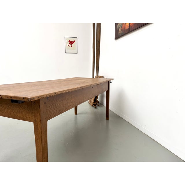 Brown Antique Farmhouse Table with Extensions in Oak, 1890s For Sale - Image 8 of 18