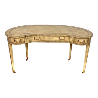 Late 20th Century Maitland-Smith French Kidney Shape Leather Wrapped Desk For Sale
