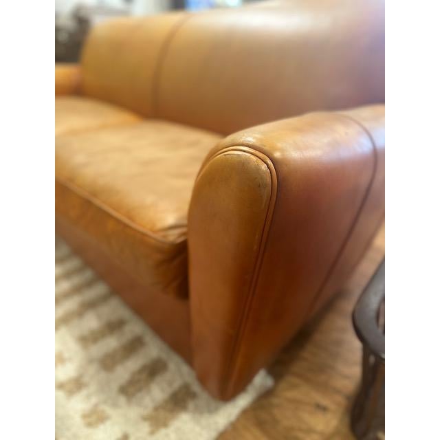 Ralph Lauren Style Leather Sofa For Sale - Image 4 of 15