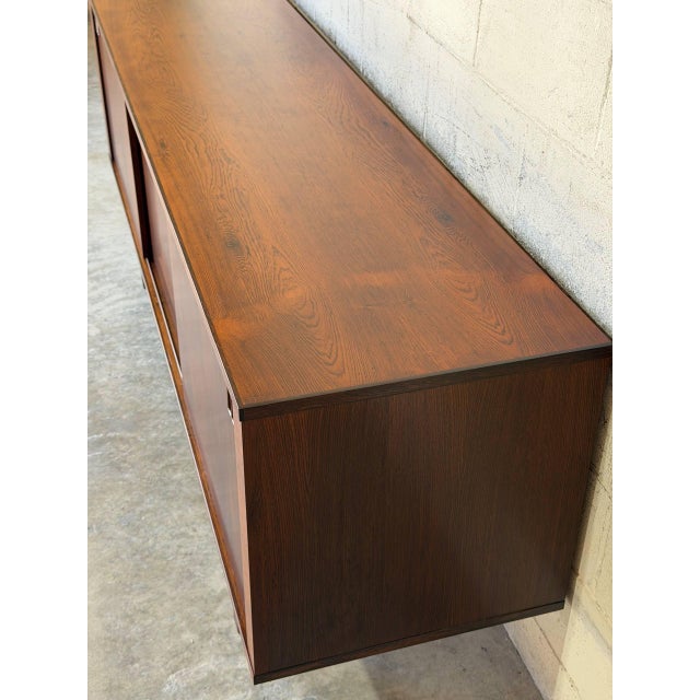 Rosewood Sideboard Long Sliding Door Credenza Denmark Mid-Century Modern 1960s For Sale - Image 12 of 14