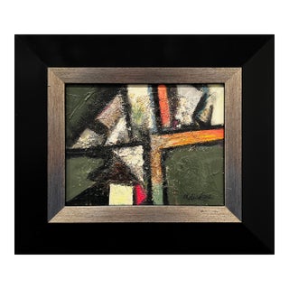 David Adickes "Abstract With Glitter" Modern Abstract Earth-Toned Geometric Painting, 2009 For Sale