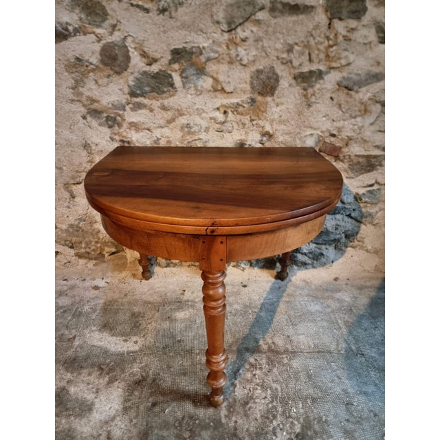 Antique Folding Demi-Lune Dining Table in Walnut, 1890s For Sale - Image 18 of 18