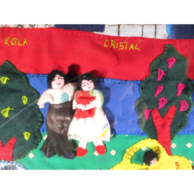 1990s Vintage Appliqué Folk Art Peru Arpillera Textile Art For Sale - Image 10 of 12