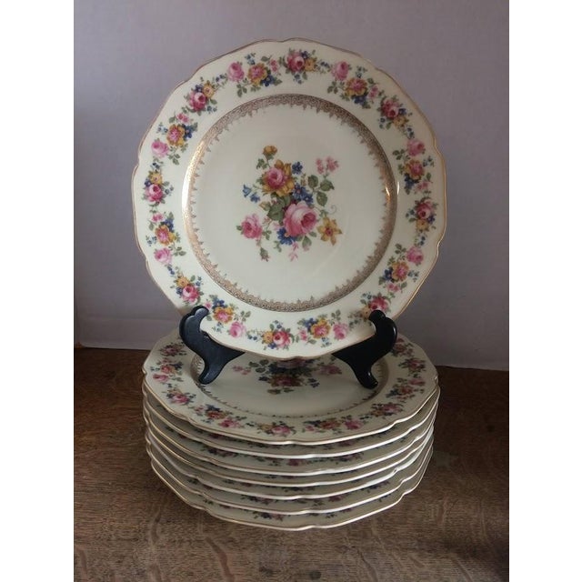 1930s Vintage Dinner Plates, Czechoslovakia China, Set of Eight For Sale - Image 5 of 8