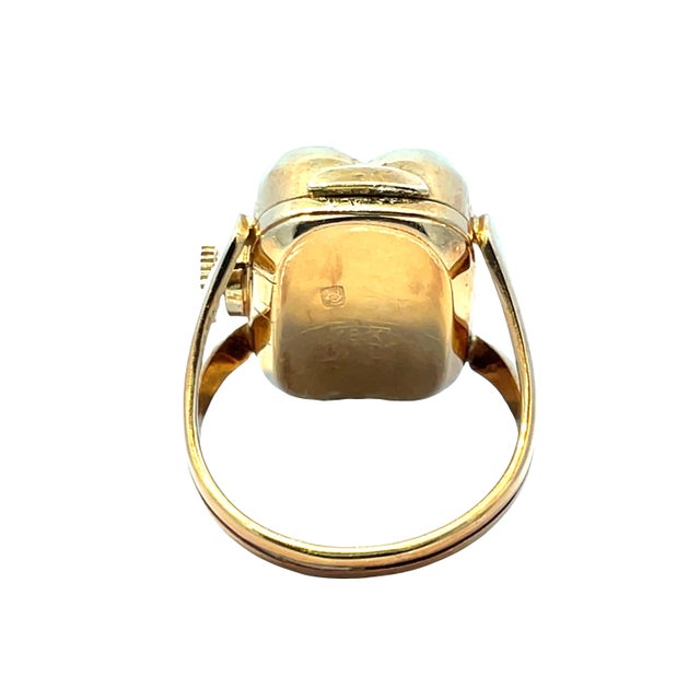 Vintage Bucherer ring watch crafted in solid 18K yellow gold, Ring size 6.5 | 8.9g. Featuring a Swiss manual wind-up...