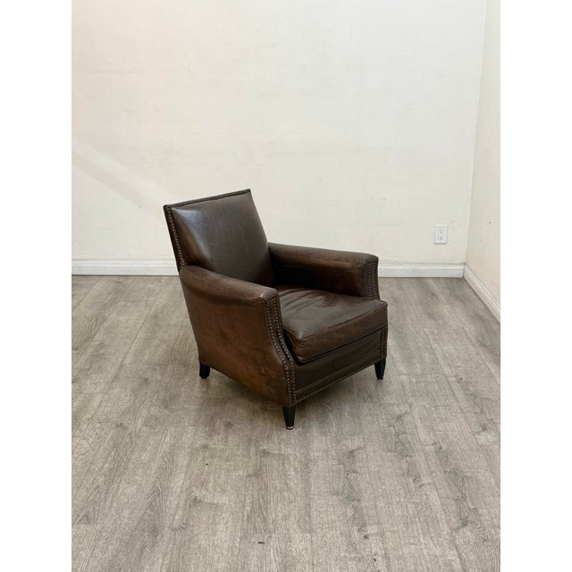 Pair of Restoration Hardware Leather Chairs For Sale In Los Angeles - Image 6 of 10