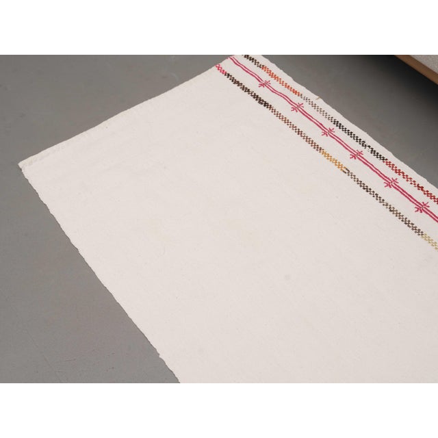 1970s Vintage Handmade Wool Cotton White Small Kilim Rug For Sale - Image 4 of 11