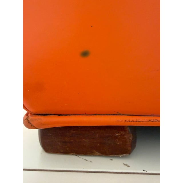 Vintage Orange Vinyl Storage Ottoman, Rectangular For Sale - Image 10 of 12