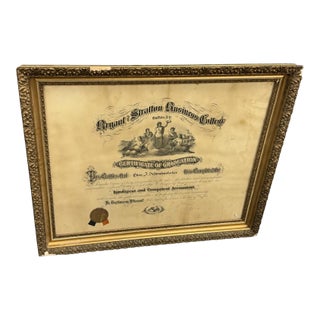 Antique Bryant & Stratton Business College Diploma Framed Buffalo Ny Certificate For Sale