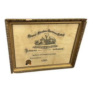 Antique Bryant & Stratton Business College Diploma Framed Buffalo Ny Certificate