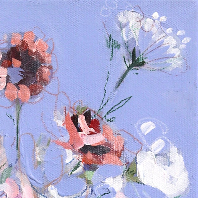 Figurative Periwinkle - Pastel Floral Still Life Painting on Canvas Original Artwork by Kellie Newsome For Sale - Image 3 of 9