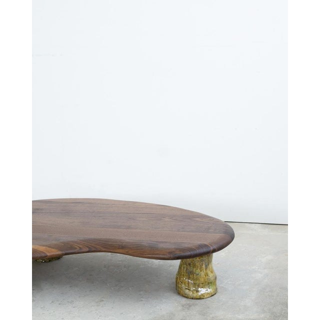 Gold Walnut and Glazed Ceramic Coffee Table by Alexander Knysch For Sale - Image 8 of 16