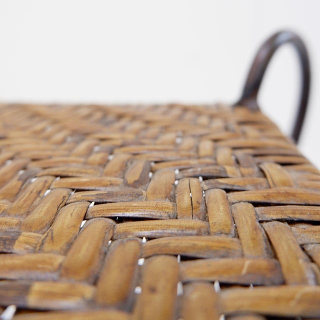 Vintage Wrought Iron and Woven Rattan Coffee Table, 1970s For Sale - Image 16 of 18