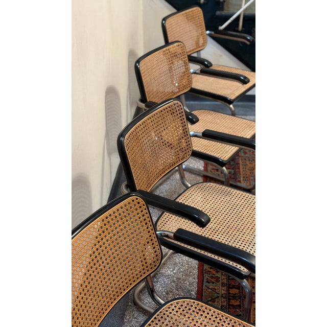 Model S64 Dining Chair with Woven Cane and Black Wood Frame by Marcel Breuer for Thonet, 1999, Set of 4 For Sale - Image 18 of 18