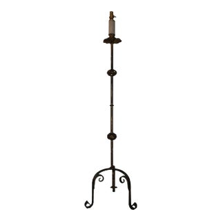 19th Century Iron Candelabra Converted Into Floor Lamp For Sale