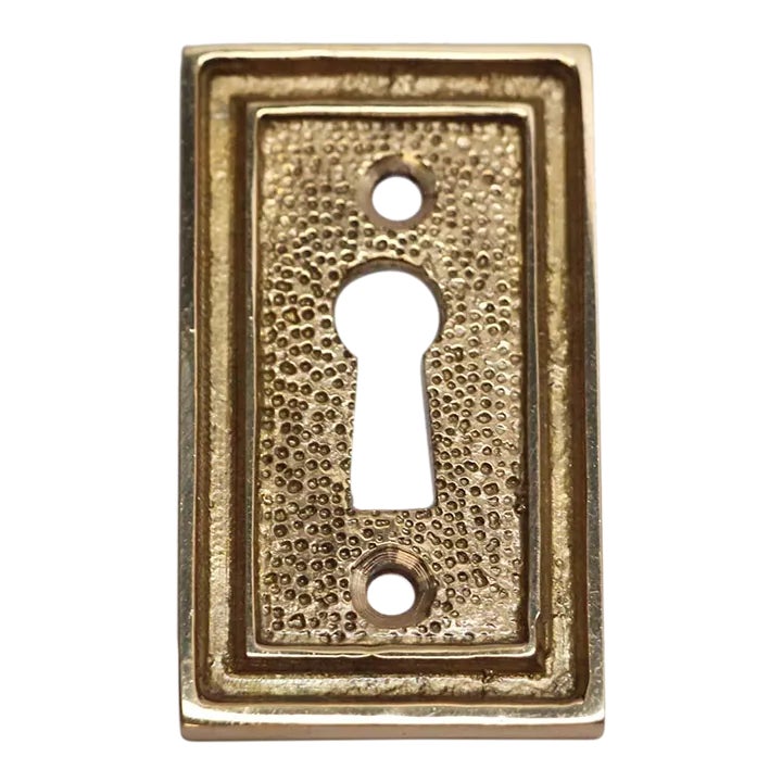 Late 20th Century Solid Brass Textured Rectangle Door Keyhole Cover ...