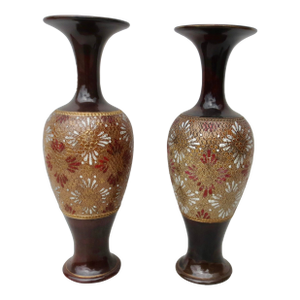 Antique Victorian Royal Doulton Vases Circa 1880, Set of 2