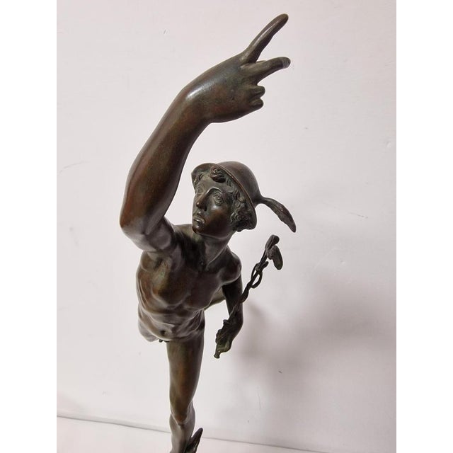 Sculpture Depicting Flying Mercury, Early 20th Century, Bronze on Marble Base For Sale - Image 6 of 14