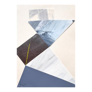 "Im Blue 6" Original Mixed-Media Collage on Paper by Zac Woodie For Sale