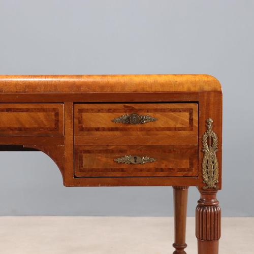 Wood Mahogany Desk with Mahogany Burl Trim For Sale - Image 7 of 14