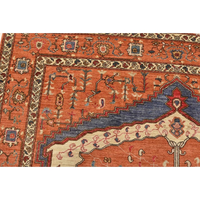 Ziegler Rug 8’2” X 10′ Orange Wool Tribal Hand-Knotted Oriental Carpet For Sale In Philadelphia - Image 6 of 12