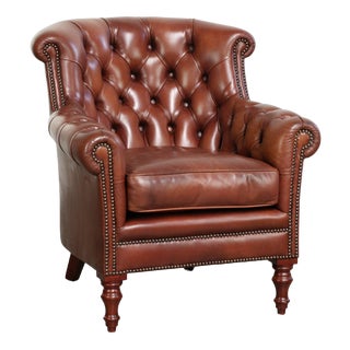 Chesterfield Club Chair in Cowhide Leather For Sale