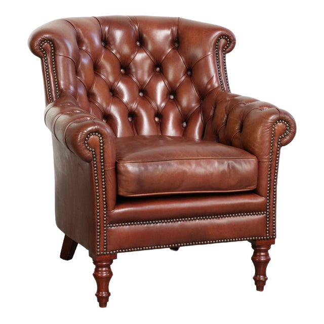 Chesterfield Club Chair in Cowhide Leather For Sale
