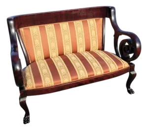 1920's Heavy Mahogany Twisted Loveseat American Made Newly Upholstered