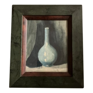 1970’s Vintage Original Pottery Vase Still Life Watercolor Painting Framed For Sale
