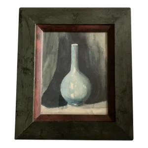 1970’s Vintage Original Pottery Vase Still Life Watercolor Painting Framed