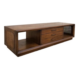 Mid 20th Century Broyhill Premier Long Low Walnut Coffee Table For Sale