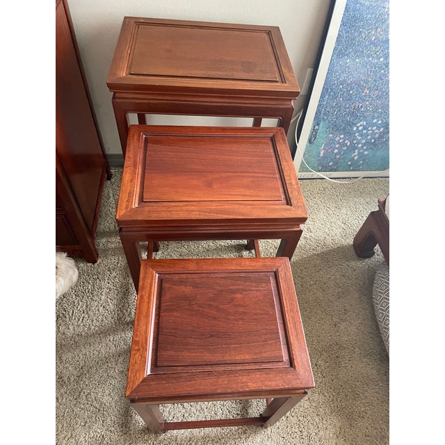Asian 1960s Vintage Asian Rosewood Nesting Tables - Ming Style For Sale - Image 3 of 8