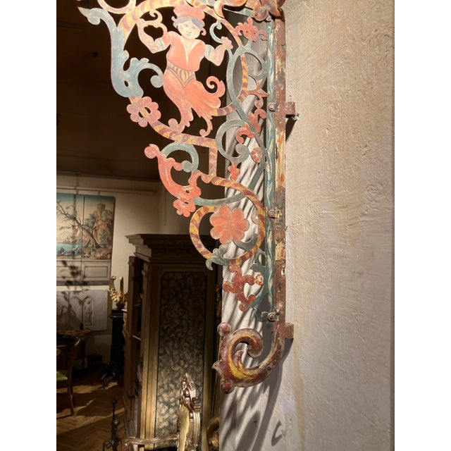 Tuscan Polychrome and Openwork Iron Wall Sconces, 18th Century, Set of 2 For Sale - Image 6 of 9