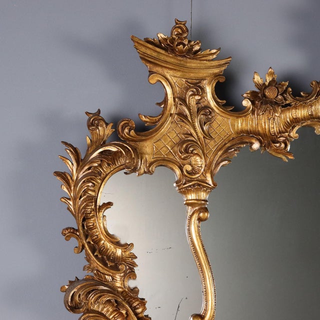 Carved and Gilded Wooden Mirror For Sale - Image 4 of 12