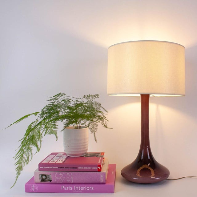 Mid-Century Modern Portuguese Amethyst Opaline Glass Table Lamp, 1960s For Sale - Image 3 of 14