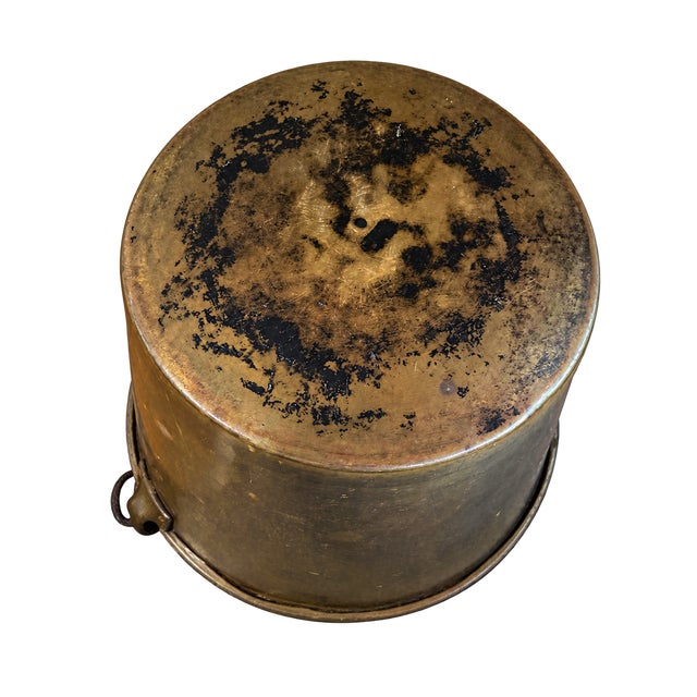 Late 19th Century Antique Brass Hearth Cauldron With Bail Handle (Likely 19th/Early 20th Century.) For Sale - Image 5 of 10