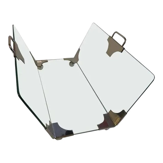 1960s Glass & Chrome Magazine Rack For Sale