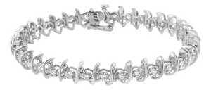 .925 Sterling Silver 1 cttw Prong-Set Diamond Link Bracelet (I-J, I1-I2) - 7.25"