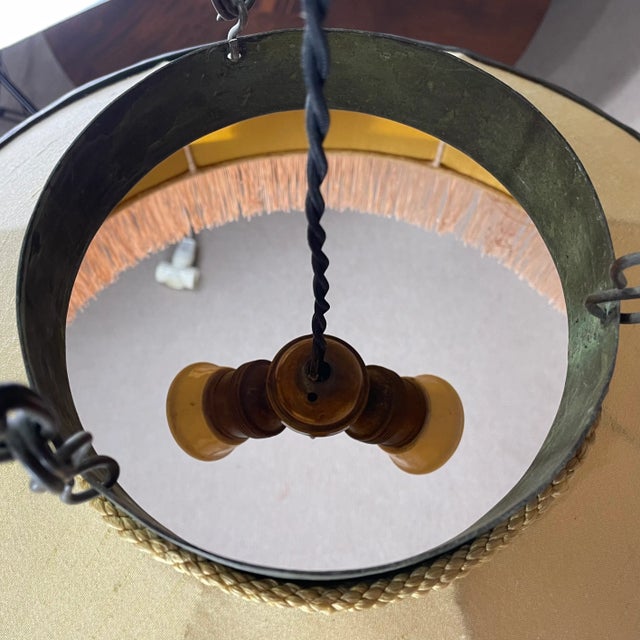 Art Nouveau Ceiling Lamp in Bronze from Böhlmarks, Sweden, 1910s For Sale - Image 5 of 7