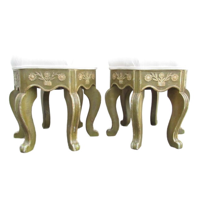 Pair of Antique Painted French Footstools For Sale