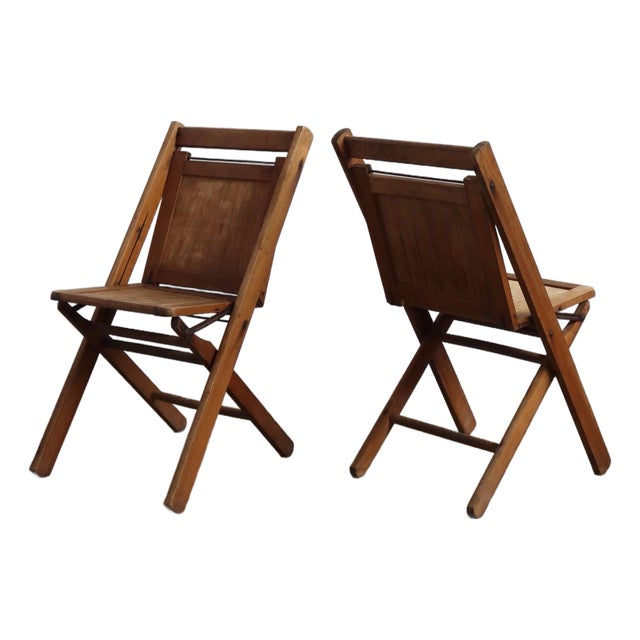 1920s Folding Auditorium Chairs, Pair of Two For Sale