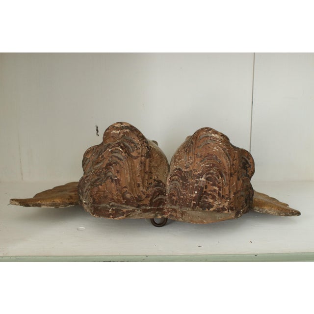 18th Century French Baroque Carved Giltwood Cherub Head Fragment Wall Ornament For Sale - Image 9 of 12