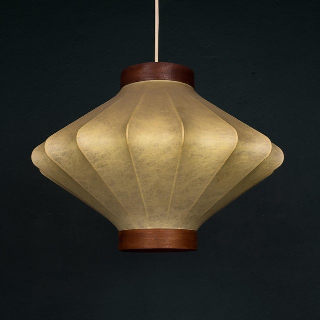 Beige Mid-Century Modern Italian Cocoon Pendant Lamp, 1960s For Sale - Image 8 of 18