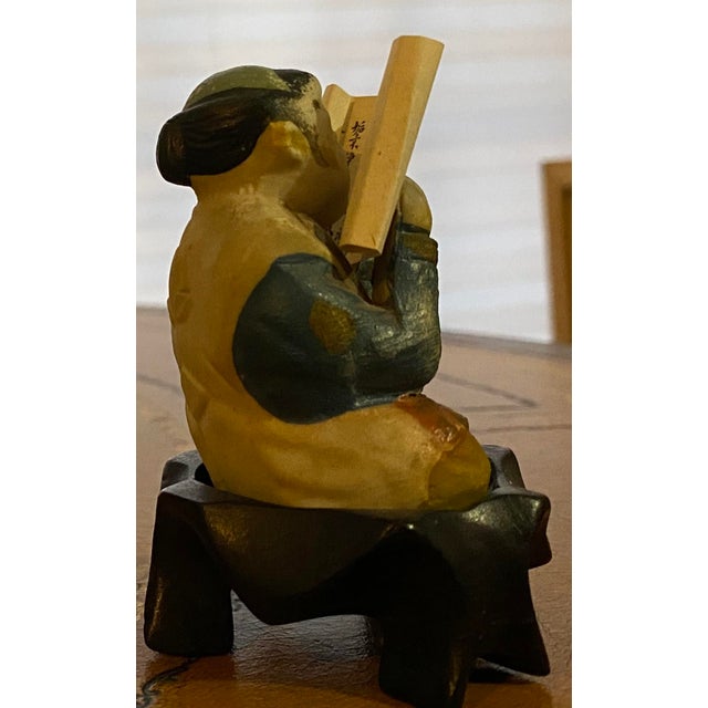 Early 20th Century Antique Chinese Scholar or Immortal Bisque Figurine Worshiping, Kneeling Reading (Tao Scroll) For Sale - Image 5 of 18