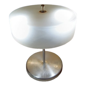 Mid 20th Century Frost Lamp Shade and Chrome Desk Lamp