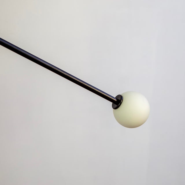 Y Pendant Small, Black, 35in H, 3 Inch Glass Globes, by Research.Lighting, Modern, Minimal Hanging Light For Sale - Image 9 of 11